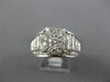 LARGE 2.75CT DIAMOND 14KT WHITE GOLD 3D ROUND & BAGUETTE FLOWER ENGAGEMENT RING