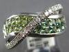 3.70CT DIAMOND & AAA RAINBOW GREEN AMETHYST 14K WHITE GOLD CRISS CROSS LOVE RING