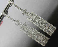 ESTATE EXTRA LARGE 4.72CT DIAMOND 18K WHITE GOLD 3D RECTANGULAR HANGING EARRINGS