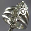 ESTATE LARGE .81CT DIAMOND 14KT WHITE GOLD ETOILE CLUSTER CRISS CROSS FUN RING