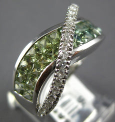 3.70CT DIAMOND & AAA RAINBOW GREEN AMETHYST 14K WHITE GOLD CRISS CROSS LOVE RING