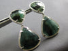 EXTRA LARGE 30.45CT DIAMOND & AAA GREEN AGATE 14K WHITE GOLD 3D HANGING EARRINGS