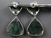 EXTRA LARGE 30.45CT DIAMOND & AAA GREEN AGATE 14K WHITE GOLD 3D HANGING EARRINGS