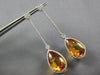 EXTRA LARGE 24.75CT DIAMOND & AAA CITRINE 14K WHITE GOLD FLOWER HANGING EARRINGS