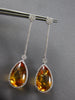 EXTRA LARGE 24.75CT DIAMOND & AAA CITRINE 14K WHITE GOLD FLOWER HANGING EARRINGS