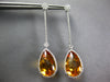 EXTRA LARGE 24.75CT DIAMOND & AAA CITRINE 14K WHITE GOLD FLOWER HANGING EARRINGS
