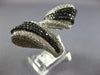 EXTRA LARGE 5.26CT WHITE & BLACK DIAMOND 14K WHITE GOLD 3D LEAF CRISS CROSS RING