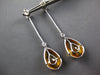 EXTRA LARGE 24.75CT DIAMOND & AAA CITRINE 14K WHITE GOLD FLOWER HANGING EARRINGS