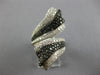 EXTRA LARGE 5.26CT WHITE & BLACK DIAMOND 14K WHITE GOLD 3D LEAF CRISS CROSS RING