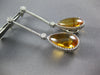EXTRA LARGE 24.75CT DIAMOND & AAA CITRINE 14K WHITE GOLD FLOWER HANGING EARRINGS