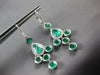 LARGE 6.03CT DIAMOND & AAA EMERALD 18KT WHITE GOLD 3D LEVERBACK HANGING EARRINGS