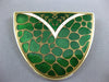 EXTRA LARGE 14KT YELLOW GOLD 3D WHITE & GREEN ENAMEL HANDCRAFTED KUPFER BROOCH