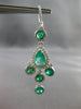 LARGE 6.03CT DIAMOND & AAA EMERALD 18KT WHITE GOLD 3D LEVERBACK HANGING EARRINGS