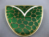EXTRA LARGE 14KT YELLOW GOLD 3D WHITE & GREEN ENAMEL HANDCRAFTED KUPFER BROOCH