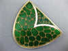 EXTRA LARGE 14KT YELLOW GOLD 3D WHITE & GREEN ENAMEL HANDCRAFTED KUPFER BROOCH