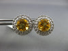 LARGE 2.52CT DIAMOND & AAA CITRINE 14KT YELLOW GOLD 3D ROUND HALO STUD EARRINGS