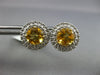LARGE 2.52CT DIAMOND & AAA CITRINE 14KT YELLOW GOLD 3D ROUND HALO STUD EARRINGS