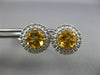 LARGE 2.52CT DIAMOND & AAA CITRINE 14KT YELLOW GOLD 3D ROUND HALO STUD EARRINGS