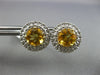 LARGE 2.52CT DIAMOND & AAA CITRINE 14KT YELLOW GOLD 3D ROUND HALO STUD EARRINGS