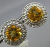 LARGE 2.52CT DIAMOND & AAA CITRINE 14KT YELLOW GOLD 3D ROUND HALO STUD EARRINGS
