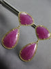 33.0CT DIAMOND & AAA SLICED RUBY 14KT YELLOW GOLD 3D TEAR DROP HANGING EARRINGS