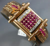 ANTIQUE LARGE 2.40CT DIAMOND & AAA RUBY 14KT ROSE GOLD SQUARE FUN BRACELET #2767