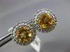 LARGE 2.52CT DIAMOND & AAA CITRINE 14KT YELLOW GOLD 3D ROUND HALO STUD EARRINGS