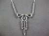 ESTATE 0.92CT DIAMOND 18KT WHITE GOLD FILIGREE MILGRAIN BOW CHANDELIER NECKLACE