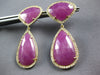 33.0CT DIAMOND & AAA SLICED RUBY 14KT YELLOW GOLD 3D TEAR DROP HANGING EARRINGS