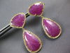 33.0CT DIAMOND & AAA SLICED RUBY 14KT YELLOW GOLD 3D TEAR DROP HANGING EARRINGS