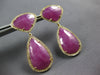 33.0CT DIAMOND & AAA SLICED RUBY 14KT YELLOW GOLD 3D TEAR DROP HANGING EARRINGS