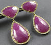 33.0CT DIAMOND & AAA SLICED RUBY 14KT YELLOW GOLD 3D TEAR DROP HANGING EARRINGS