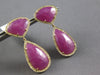 33.0CT DIAMOND & AAA SLICED RUBY 14KT YELLOW GOLD 3D TEAR DROP HANGING EARRINGS
