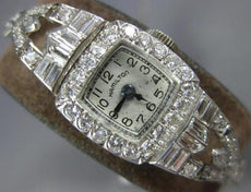 ANTIQUE HAMILTON 3.0CT DIAMOND PLATINUM 3D SQUARE MULTI SHAPE LADIES WATCH #2071