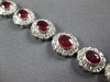 WIDE 9.71CT DIAMOND & AAA RUBY 14KT WHITE GOLD 3D OVAL FLOWER TENNIS BRACELET