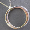 EXTRA LARGE 14KT TRI COLOR GOLD 3D TRINITY INTERTWINING CIRCLE OF LIFE PENDANT