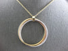 EXTRA LARGE 14KT TRI COLOR GOLD 3D TRINITY INTERTWINING CIRCLE OF LIFE PENDANT