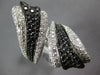 EXTRA LARGE 5.26CT WHITE & BLACK DIAMOND 14K WHITE GOLD 3D LEAF CRISS CROSS RING