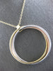 EXTRA LARGE 14KT TRI COLOR GOLD 3D TRINITY INTERTWINING CIRCLE OF LIFE PENDANT