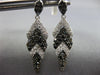 LARGE 1.0CT WHITE & BLACK DIAMOND 14K WHITE GOLD MULTI LEAF FUN HANGING EARRINGS
