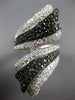 EXTRA LARGE 5.26CT WHITE & BLACK DIAMOND 14K WHITE GOLD 3D LEAF CRISS CROSS RING