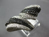 EXTRA LARGE 5.26CT WHITE & BLACK DIAMOND 14K WHITE GOLD 3D LEAF CRISS CROSS RING