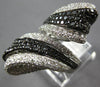 EXTRA LARGE 5.26CT WHITE & BLACK DIAMOND 14K WHITE GOLD 3D LEAF CRISS CROSS RING