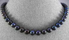 AAA TAHITIAN PEARL 14KT WHITE GOLD 3D CLASSIC 8mm FILIGREE LOCK NECKLACE #22240