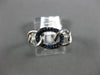 ESTATE .19CT AAA SAPPHIRE 18KT WHITE GOLD 3D CLASSIC OVAL LINK FUN RING