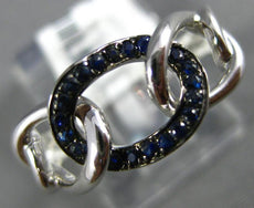 ESTATE .19CT AAA SAPPHIRE 18KT WHITE GOLD 3D CLASSIC OVAL LINK FUN RING