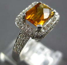 2.06CT DIAMOND & AAA CITRINE 14KT WHITE GOLD 3D CUSHION & ROUND SQUARE FUN RING