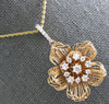 ESTATE LARGE .52CT DIAMOND 18KT ROSE GOLD 3D CLASSIC FLOWER ROSE LOVE PENDANT