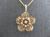 ESTATE LARGE .52CT DIAMOND 18KT ROSE GOLD 3D CLASSIC FLOWER ROSE LOVE PENDANT