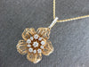 ESTATE LARGE .52CT DIAMOND 18KT ROSE GOLD 3D CLASSIC FLOWER ROSE LOVE PENDANT